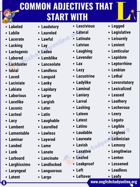 adjectives that start with l in french